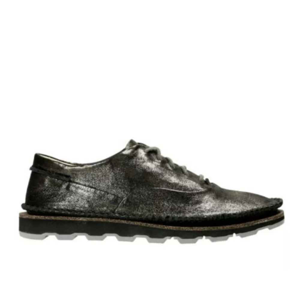 Clarks Damara Ava Women’s Black Metallic Leather 9 Moc Stitched Art Sneakers